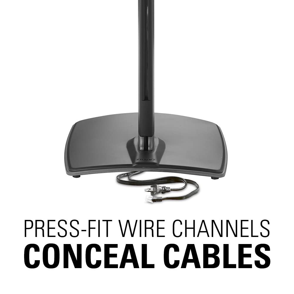 Sanus Adjustable Height Wireless Speaker Stands Designed for SONOS ONE, ONE SL, Play:1, and Play:3 - Tool-Free Height Adjust Up to 16" with Built in Cable Management - Single Black - Image 4