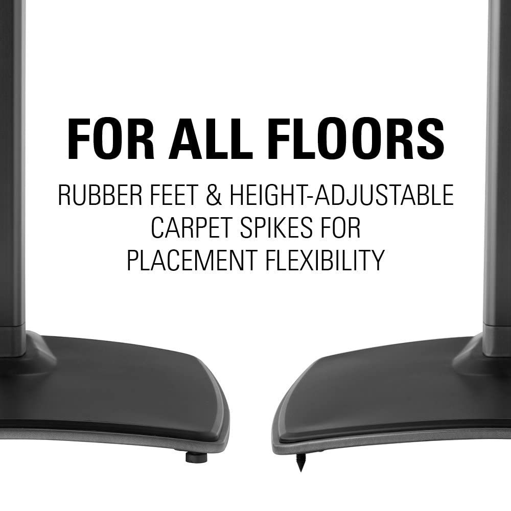 Sanus Adjustable Height Wireless Speaker Stands Designed for SONOS ONE, ONE SL, Play:1, and Play:3 - Tool-Free Height Adjust Up to 16" with Built in Cable Management - Single Black - Image 7