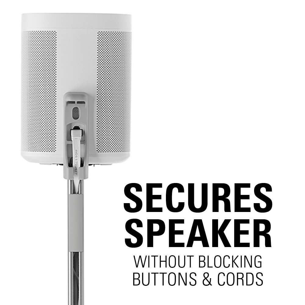 Sanus Adjustable Height Wireless Speaker Stands Designed for SONOS ONE, ONE SL, Play:1, and Play:3 - Tool-Free Height Adjust Up to 16" with Built in Cable Management - Single White… - Image 3
