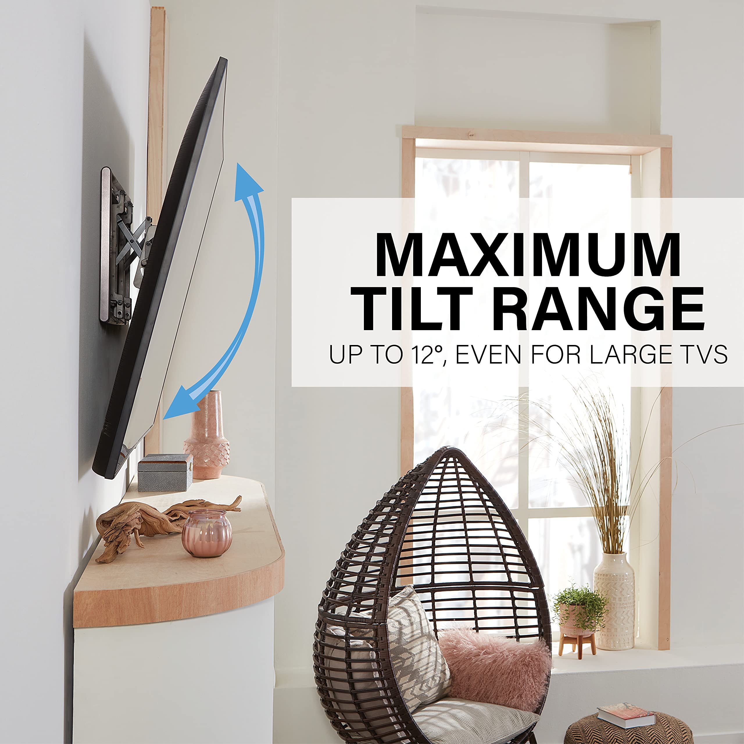 SANUS Advanced Universal Tilt 4D Premium TV Wall Mount Bracket for Most 42"- 90" Flat Screen TVs & SANUS Soundbar Mount for TV Mount Bracket - Height & Depth Adjustments - Image 3