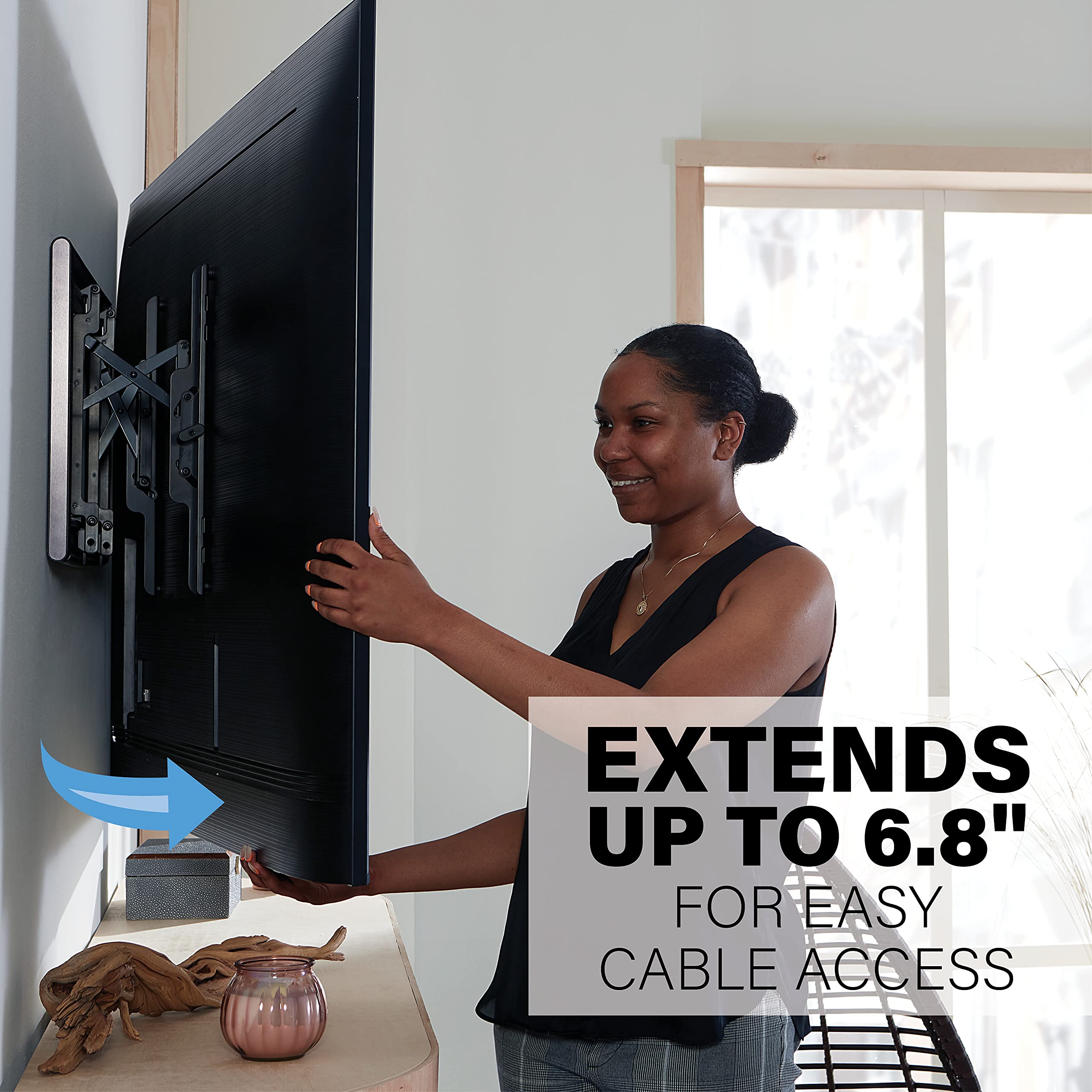 SANUS Advanced Tilt 4D Premium Universal Low Profile TV Mount for 42" - 90" Flat Screen TVs & in-Wall TV Power and Cable Management Kit - Image 4