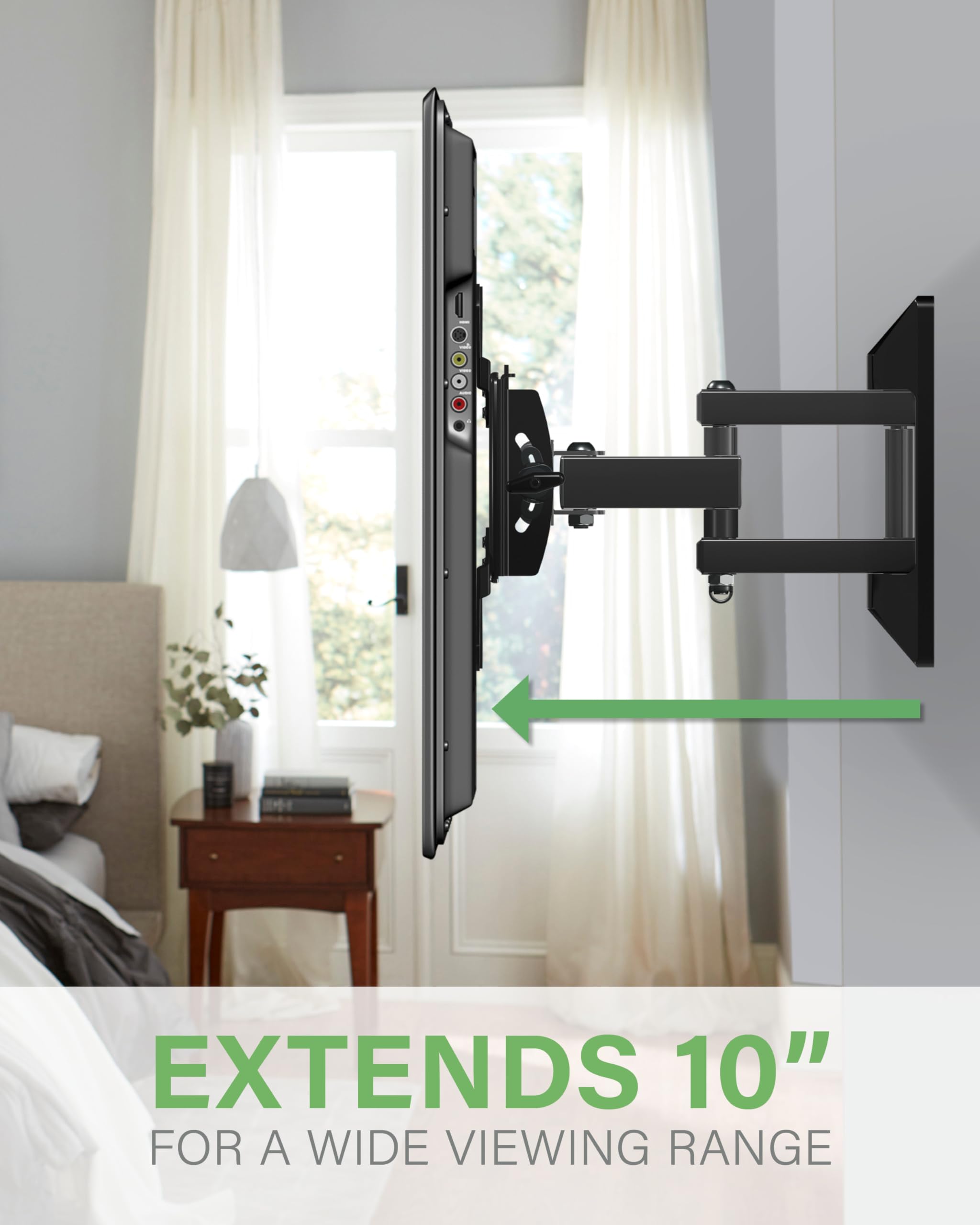 SANUS Full Motion TV Wall Mount for 19–40” Screens – Single Stud Design Tilts, Swivels & Extends – Ideal for Corners – Easy DIY Install with Hardware & Post-Install Leveling - Image 4
