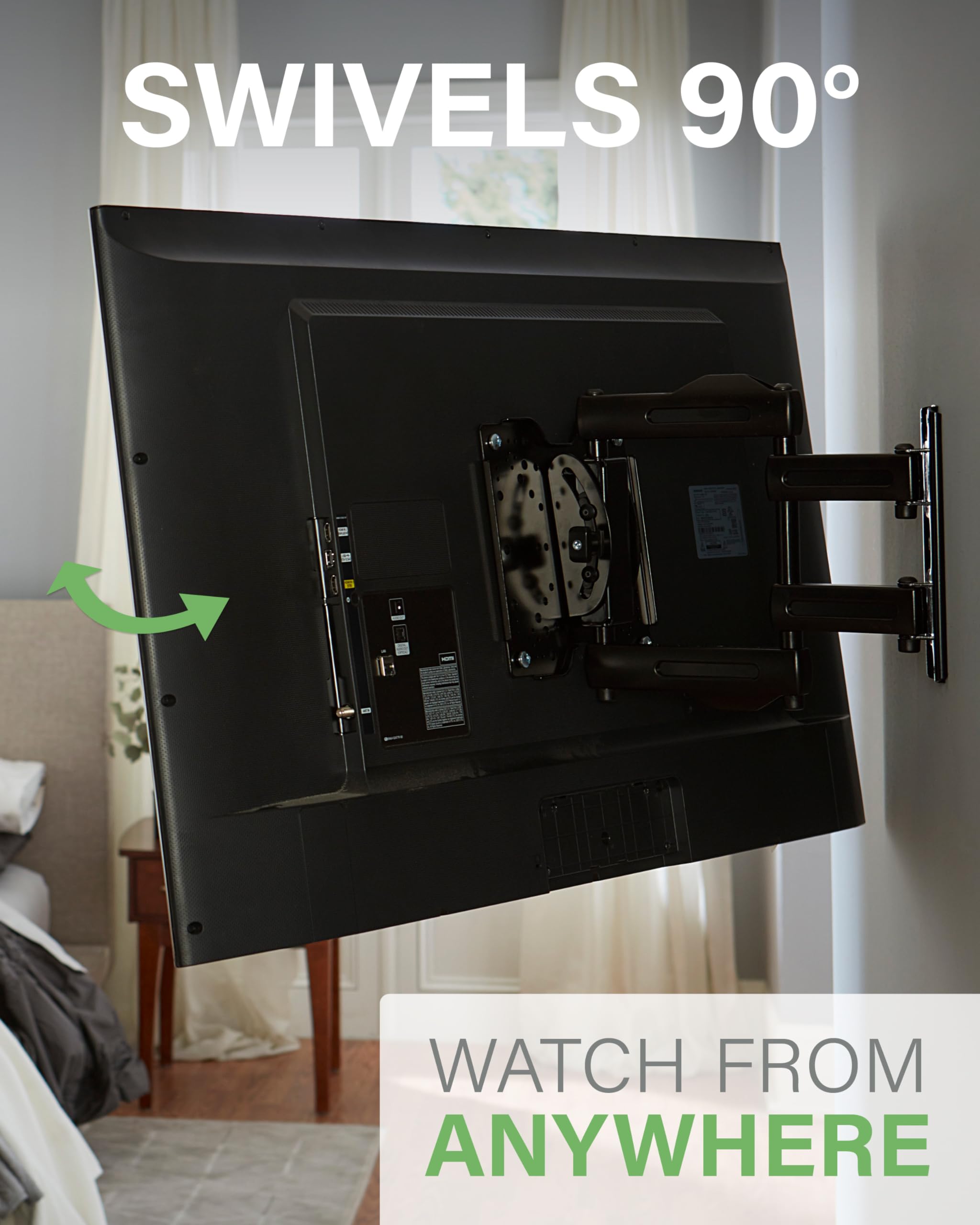 SANUS Full Motion TV Wall Mount for 19–40” Screens – Single Stud Design Tilts, Swivels & Extends – Ideal for Corners – Easy DIY Install with Hardware & Post-Install Leveling - Image 6