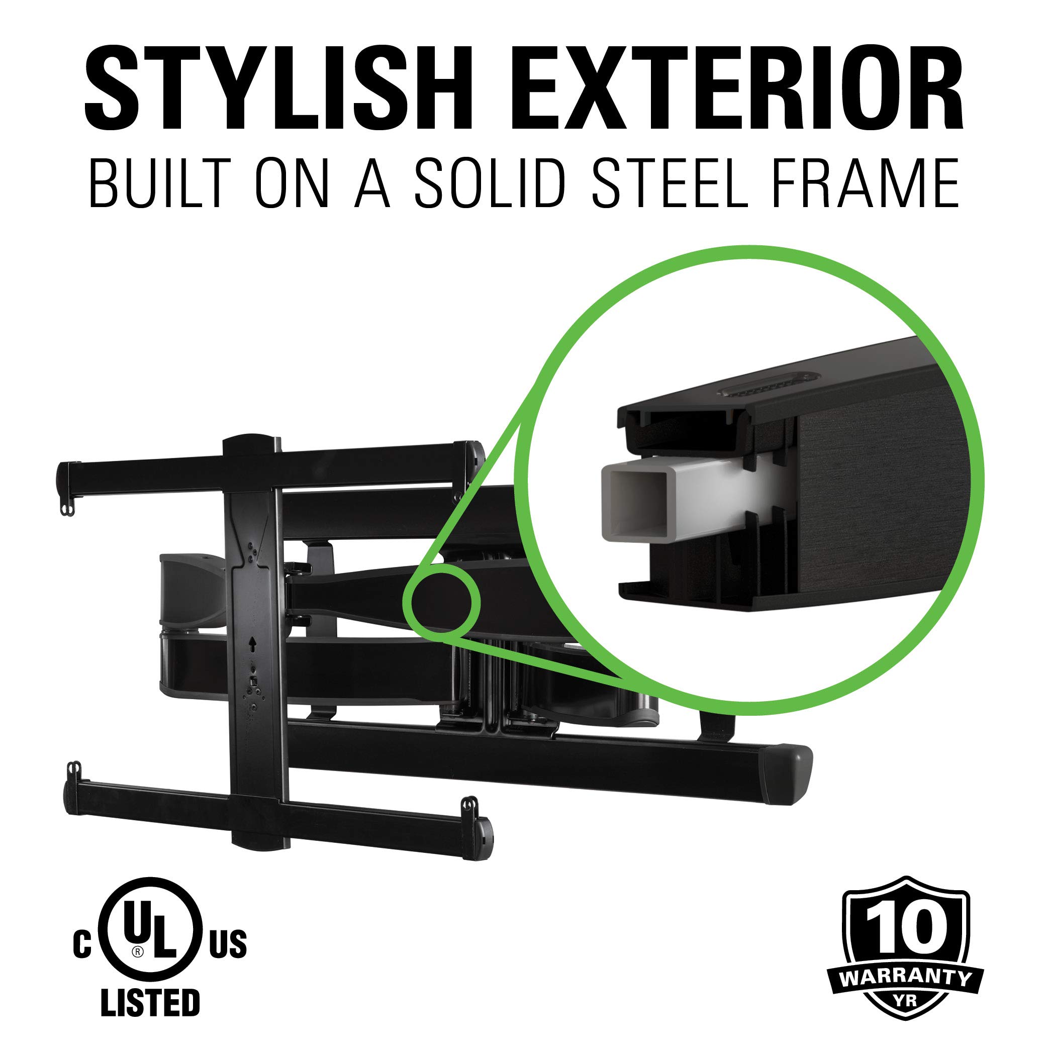 SANUS Full Motion TV Wall Mount for 42” to 90” TVs up to 125lbs – Extend, Swivel, Tilting TV Mount - Easy 3 Step DIY Install w/ Included Hardware - Black Finish - Image 7