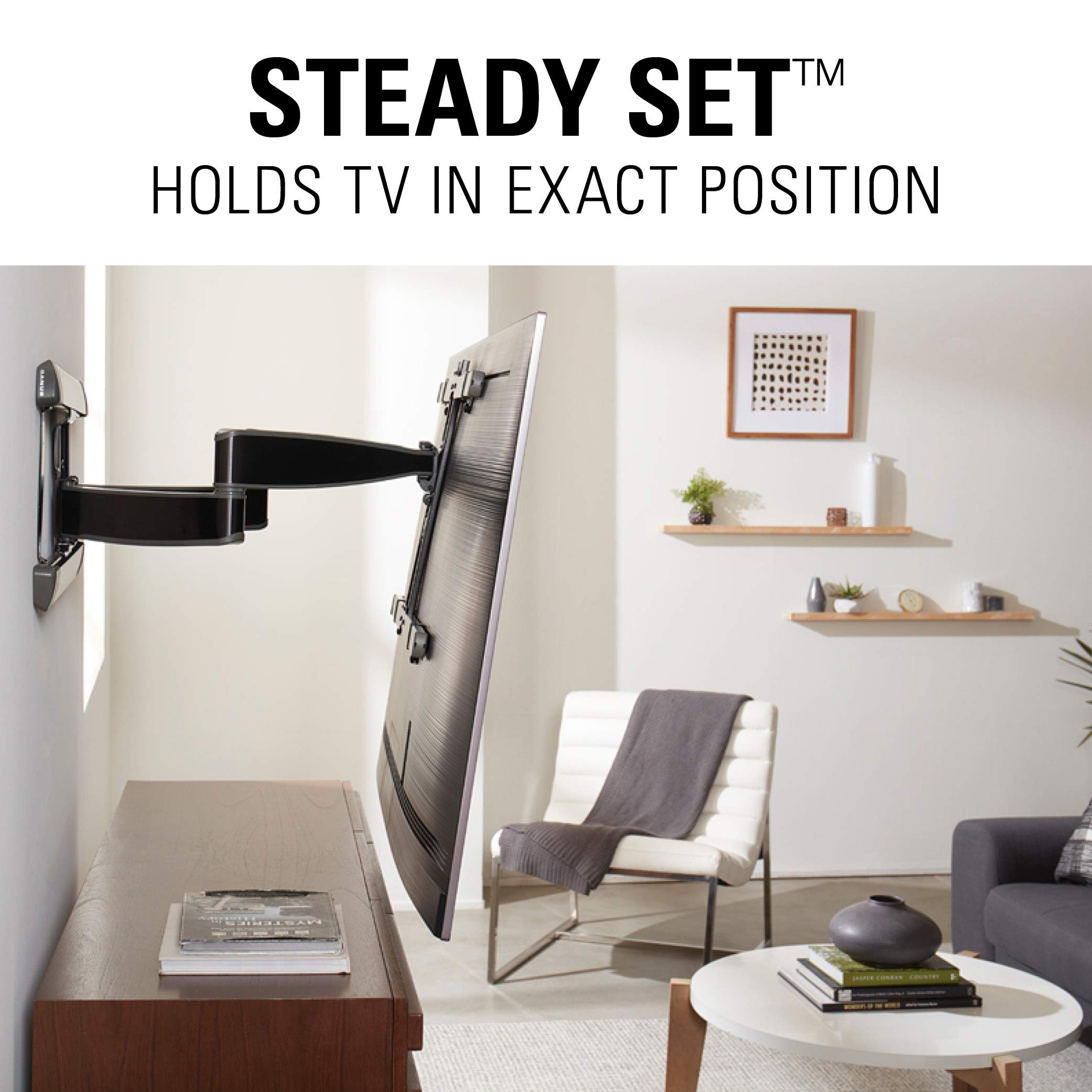 SANUS Premium Full Motion TV Wall Mount for TVs Up to 90" with in-Wall Power Cable Management Kit - Image 6
