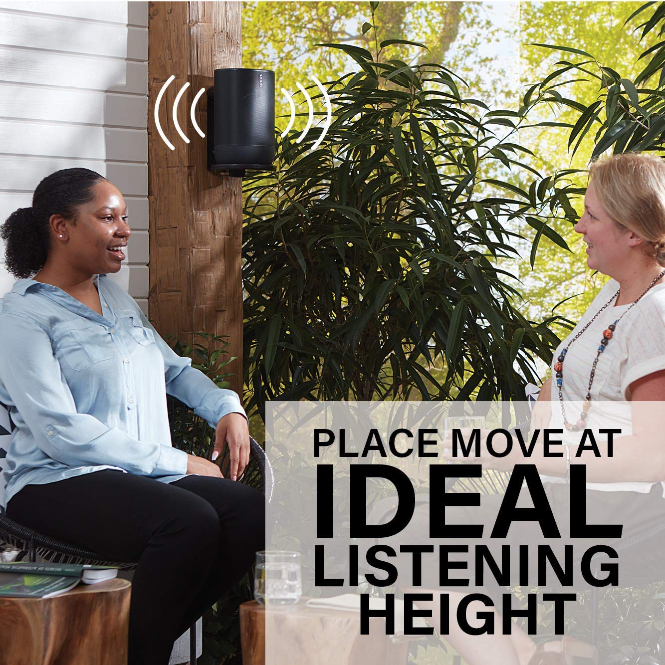 Sanus Indoor & Outdoor Mount Designed for Sonos Move & Sonos Move 2 Speaker - Save Shelf & Table Space -Weather Resistant - WSSMM1-B2 (Black) - Image 4