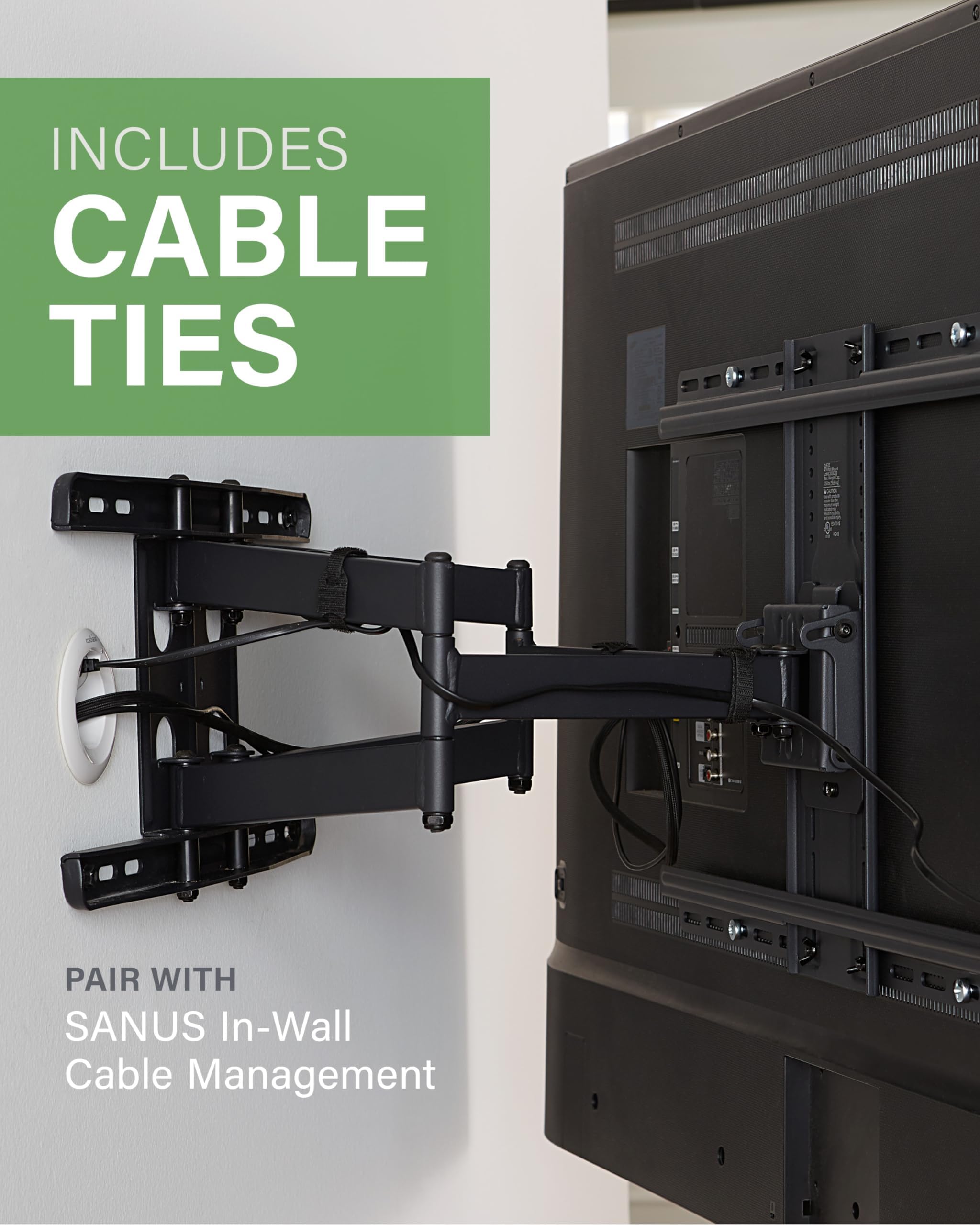 SANUS Premium Full Motion TV Mount for 42"-90" TVs - Sturdy & Smooth Extension, Swivel and Tilt for Big TVs - Universal Design Fits Samsung, LG, Vizio, TCL & More - Easy Installation -OLF22 - Image 8