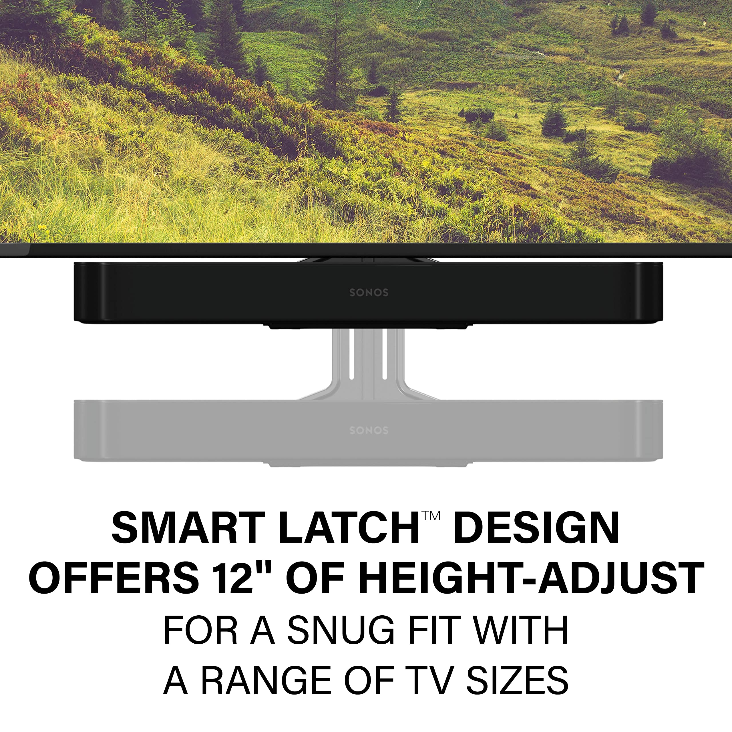 SANUS Soundbar Mount for Sonos Beam Gen 1 & 2 - Height Adjustable up to 12" & Designed to Work with Any TV - Custom Fit to Sonos Beam Gen 1 & 2 for Optimal Audio Performance - Image 4