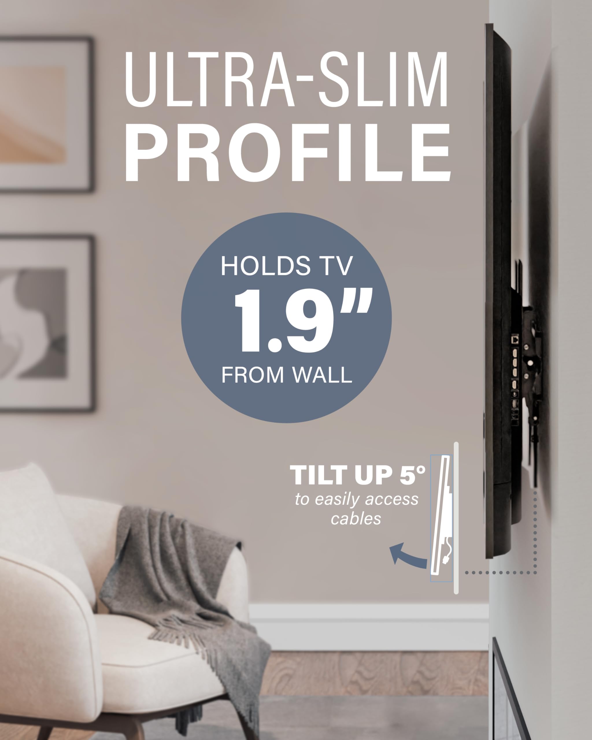 SANUS Tilting TV Wall Mount Bracket for 37" to 80" Displays up to 130lbs- Universal Low Profile Design w/ 10 Degree Tilt - Premium TV Mount Perfect for OLED & QLED - Image 4