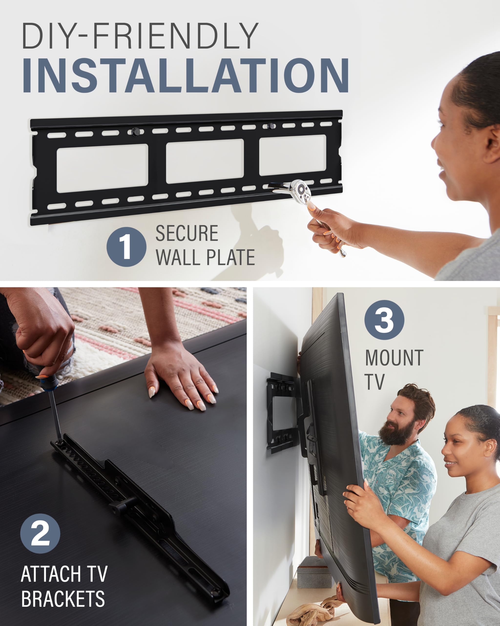 SANUS Tilting TV Wall Mount Bracket for 37" to 80" Displays up to 130lbs- Universal Low Profile Design w/ 10 Degree Tilt - Premium TV Mount Perfect for OLED & QLED - Image 5
