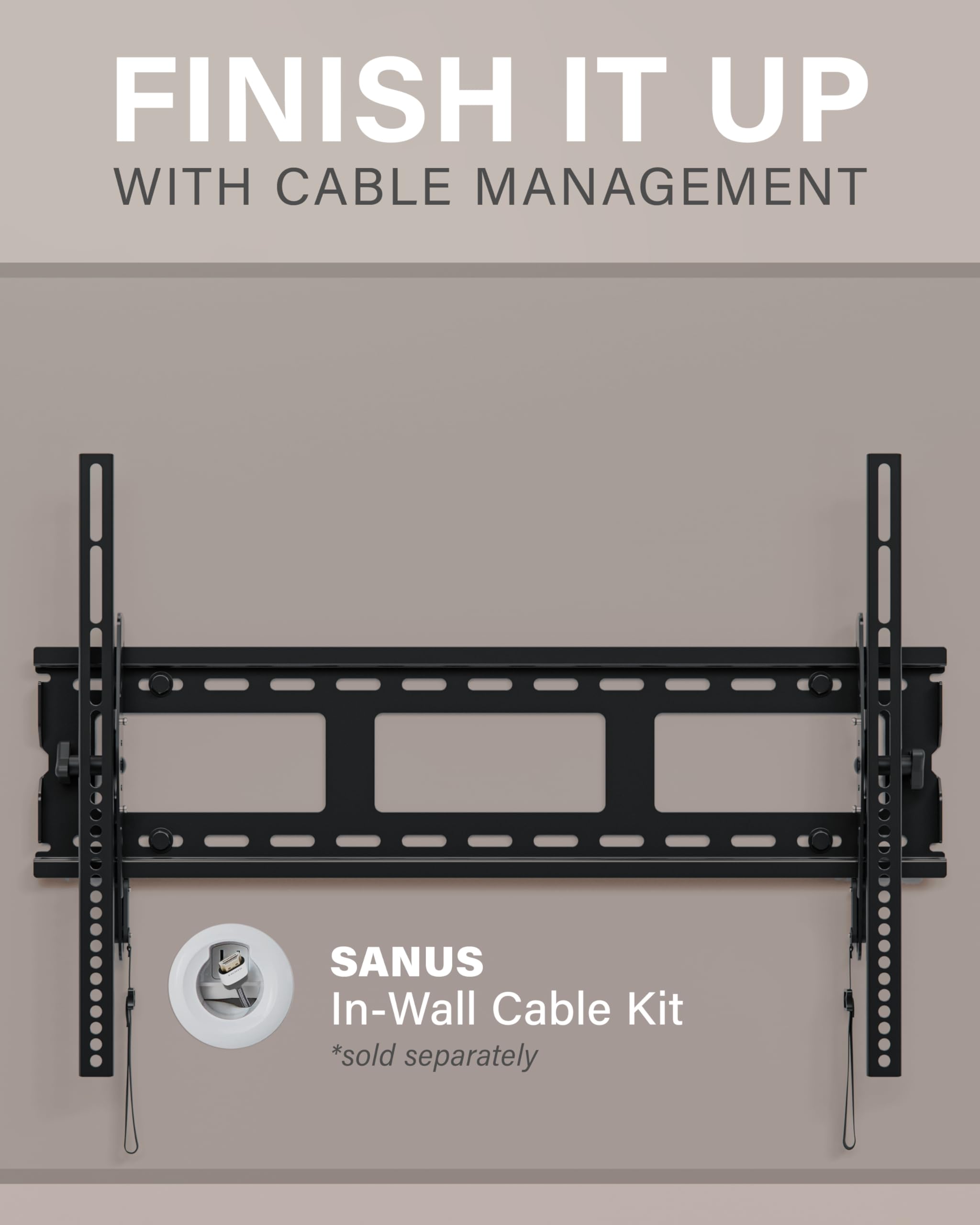 SANUS Tilting TV Wall Mount Bracket for 37" to 80" Displays up to 130lbs- Universal Low Profile Design w/ 10 Degree Tilt - Premium TV Mount Perfect for OLED & QLED - Image 6