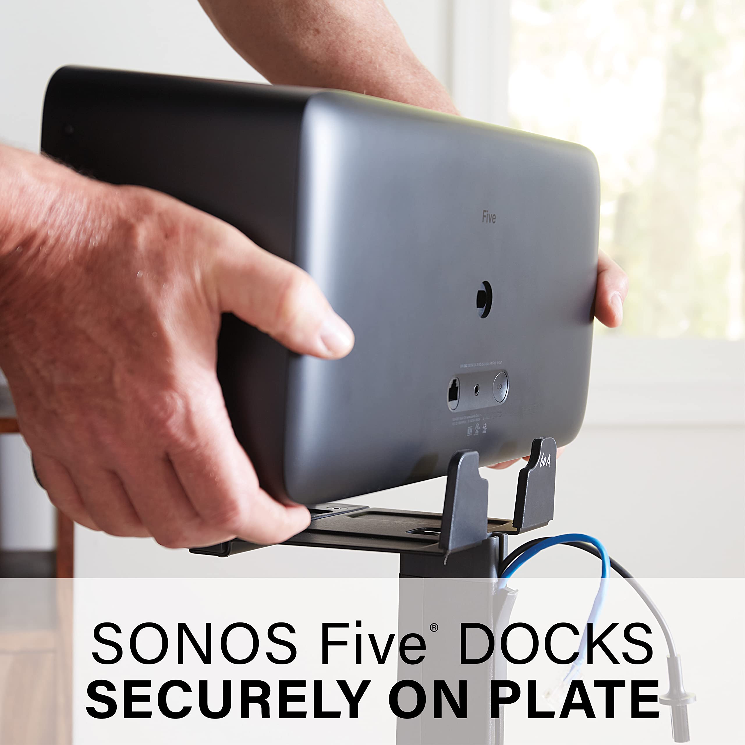 Sanus Wireless Speaker Stand for Sonos Five and Sonos Play:5 - Audio Enhancing Design for Vertical & Horizontal Audio with Built-in Cable Management & Premium Alloy Materials - OSS52 (Black) - Image 3