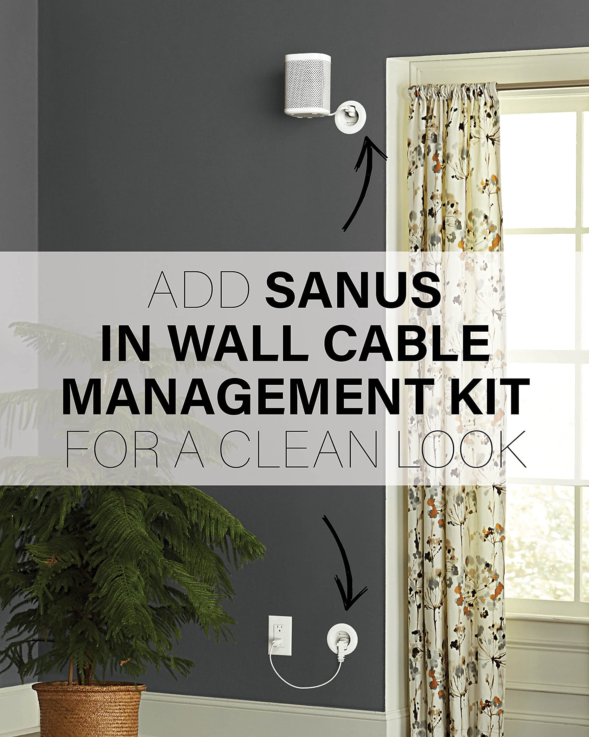 Sanus Wireless Speaker Wall Mount for Sonos ONE - Tool Free Tilt & Swivel Adjustments For Best Audio - Single (black) - WSWM21-B1 - Image 6